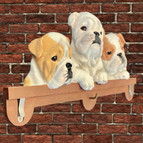 Dog Lover's Bull Dog Puppies 3D Wall Mount Mail & Keys Organizer - Picture 1 of 9